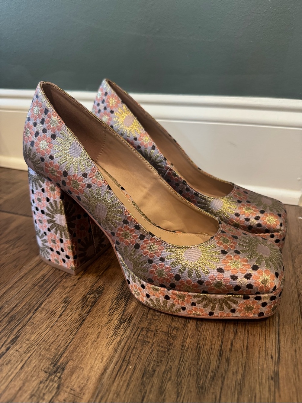 Katy Perry Collections Pink Multi Floral Platform Pumps